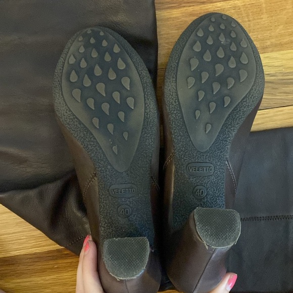 Veletto Women’s Brown Leather Knee High Heeled Boots Size 40 - Picture 6 of 7